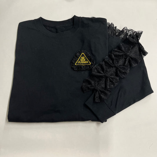 JUSMA フリルTシャツ（黒ワッペン）