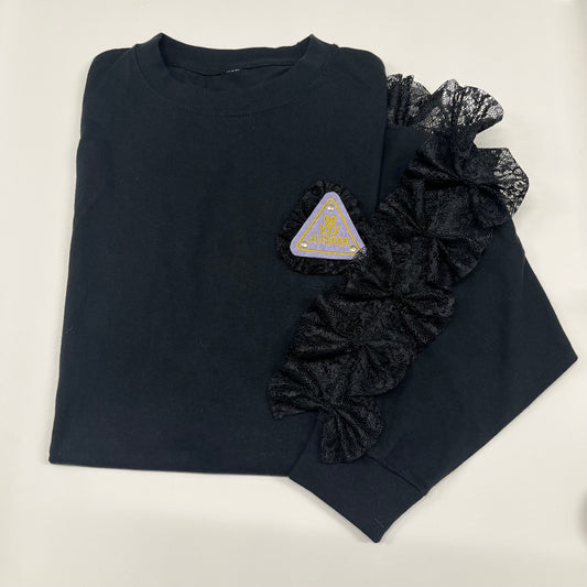JUSMA フリルTシャツ（紫ワッペン）